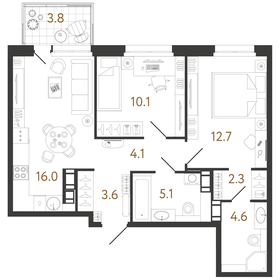 Квартира 58,5 м², 2-комнатная - изображение 1