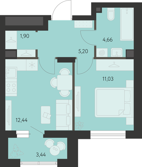 37 м², 1-комнатная квартира 5 238 000 ₽ - изображение 1