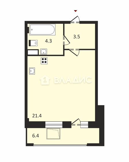 35,4 м², квартира-студия 8 100 000 ₽ - изображение 1