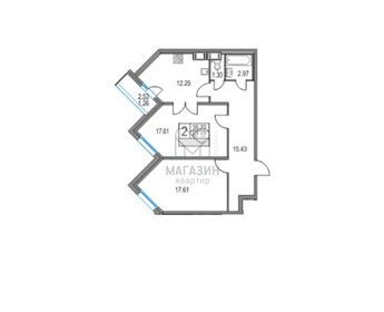 Квартира 68,4 м², 2-комнатная - изображение 1