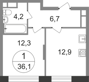 36,1 м², 1-комнатная квартира 10 612 161 ₽ - изображение 20