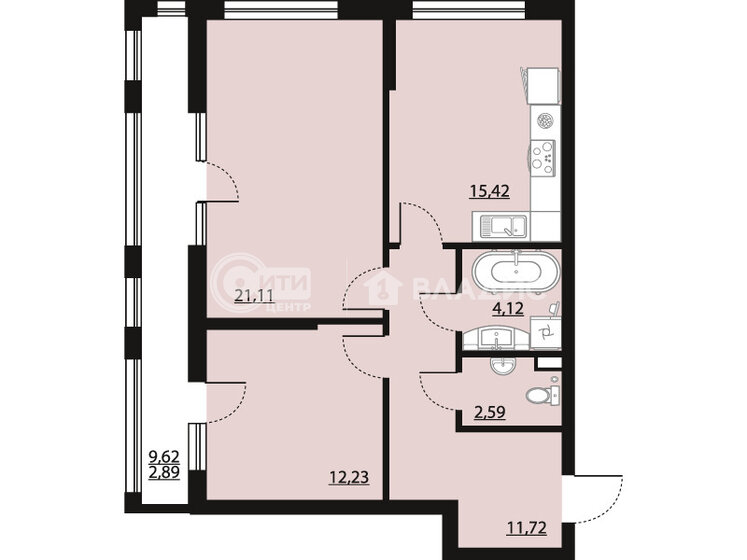 70,1 м², 2-комнатная квартира 9 939 446 ₽ - изображение 1