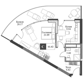 63,4 м², 1-комнатная квартира 12 000 000 ₽ - изображение 60