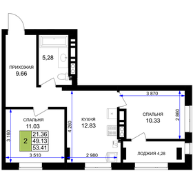 60,4 м², 2-комнатная квартира 4 000 000 ₽ - изображение 29