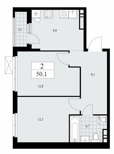 51,1 м², 2-комнатная квартира 10 350 000 ₽ - изображение 35