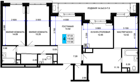 127,5 м², 4-комнатная квартира 15 172 500 ₽ - изображение 10