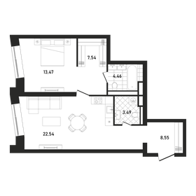 62,8 м², 1-комнатная квартира 40 719 316 ₽ - изображение 52