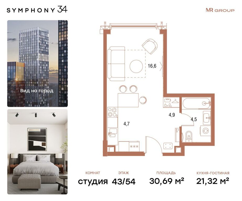 Варианты планировок ЖК Symphony 34 - планировка 3