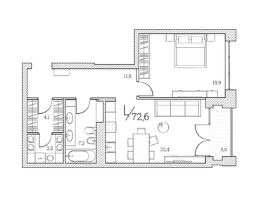 56 м², 1-комнатные апартаменты 19 000 000 ₽ - изображение 14