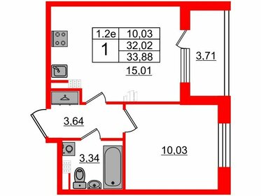 Квартира 32 м², 1-комнатная - изображение 1