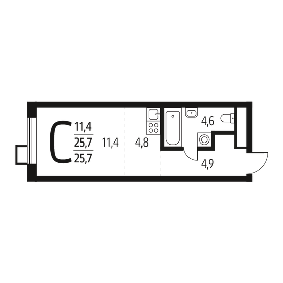 25,7 м², квартира-студия 7 430 000 ₽ - изображение 10
