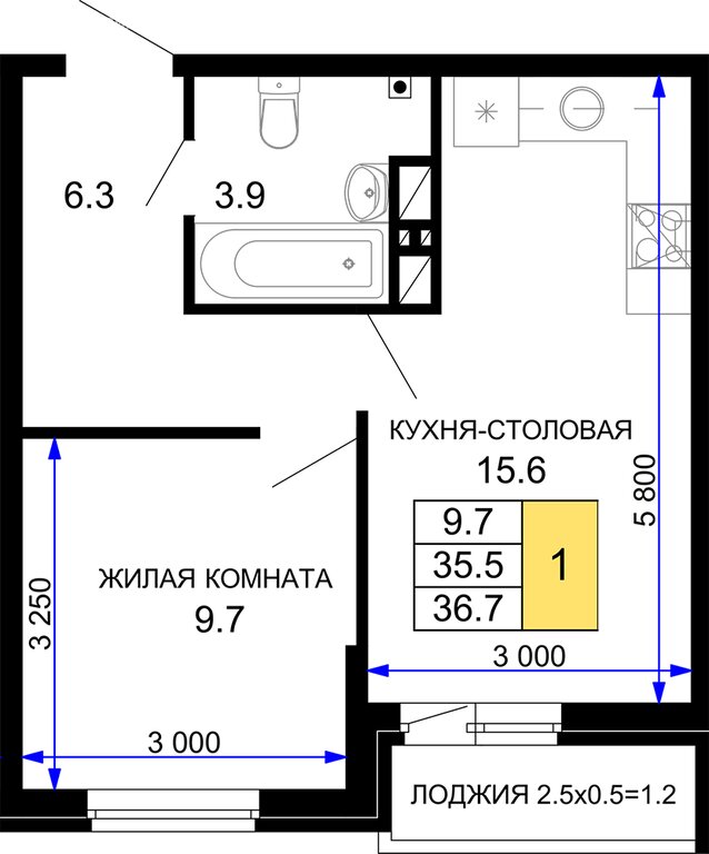 Варианты планировок ЖК «Дыхание» - планировка 7