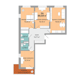 Квартира 88,3 м², 3-комнатная - изображение 1