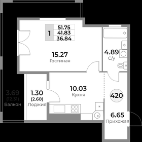 41 м², 1-комнатная квартира 5 200 000 ₽ - изображение 52