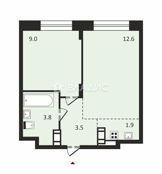 30,5 м², 2-комнатная квартира 7 500 000 ₽ - изображение 1