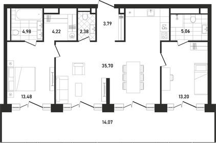 110,6 м², 2-комнатная квартира 78 001 360 ₽ - изображение 21