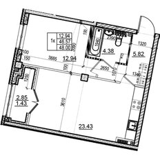 Квартира 48 м², 1-комнатная - изображение 4