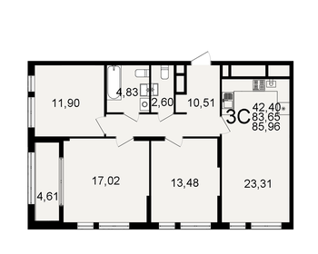 101,8 м², 3-комнатная квартира 7 590 000 ₽ - изображение 11