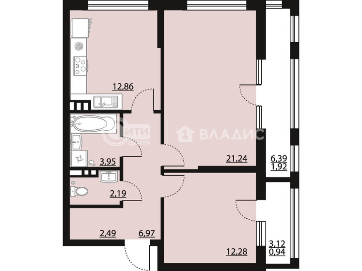 64,8 м², 2-комнатная квартира 9 140 495 ₽ - изображение 1