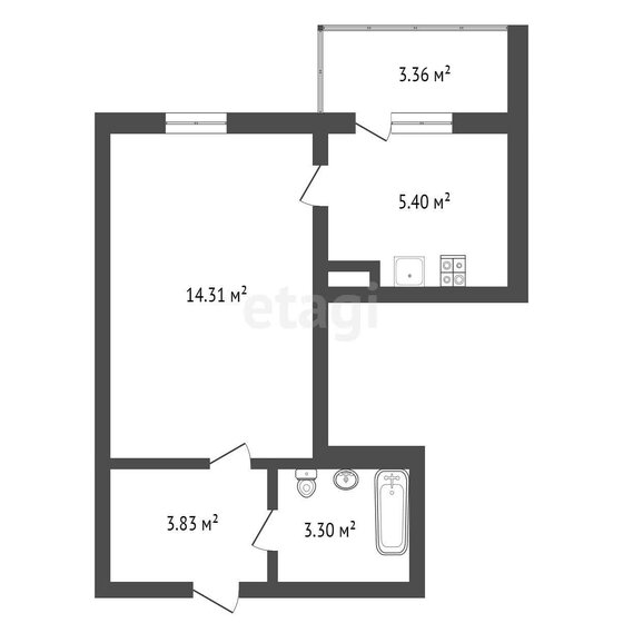 28,5 м², 1-комнатная квартира 2 800 000 ₽ - изображение 1