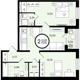 63,3 м², 2-комнатная квартира 7 317 660 ₽ - изображение 18