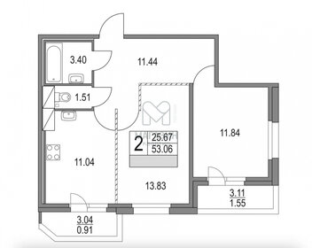 Квартира 55,5 м², 2-комнатная - изображение 1