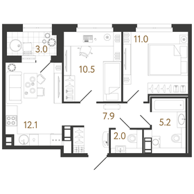 Квартира 48,7 м², 2-комнатная - изображение 1