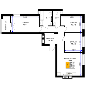 Квартира 85,6 м², 3-комнатная - изображение 1