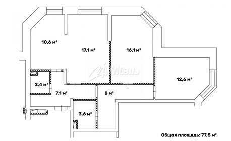 Квартира 77,5 м², 3-комнатная - изображение 1