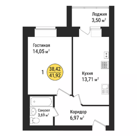 42,7 м², 1-комнатная квартира 3 143 600 ₽ - изображение 45