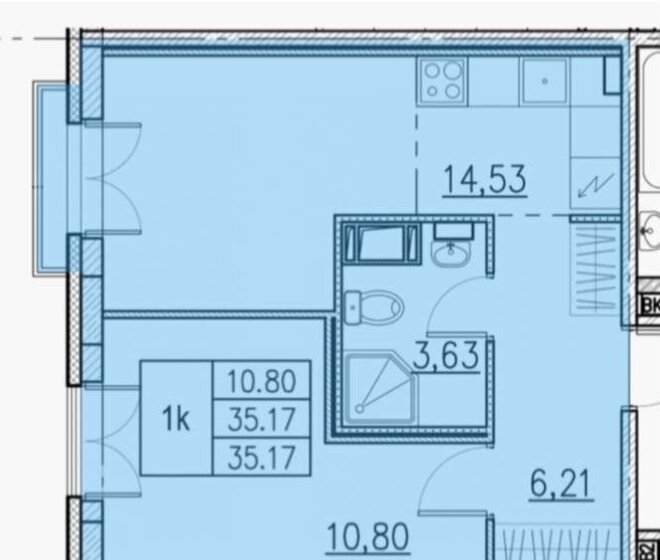 35,1 м², 1-комнатная квартира 13 500 000 ₽ - изображение 1