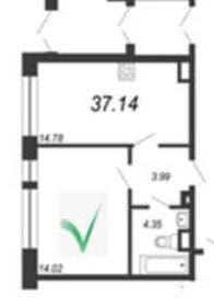 Квартира 37 м², 1-комнатная - изображение 1