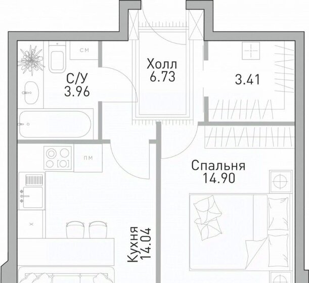 46,5 м², 1-комнатная квартира 17 000 000 ₽ - изображение 1