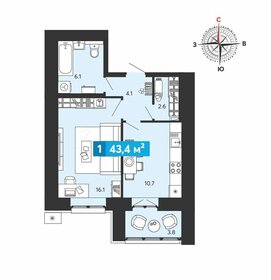 43,7 м², 1-комнатная квартира 3 100 000 ₽ - изображение 40