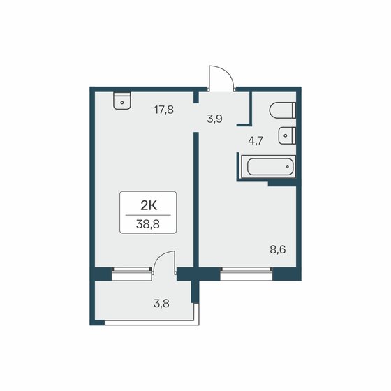 38,8 м², 2-комнатная квартира 5 150 000 ₽ - изображение 1