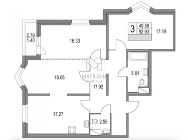 Квартира 94,3 м², 3-комнатная - изображение 1