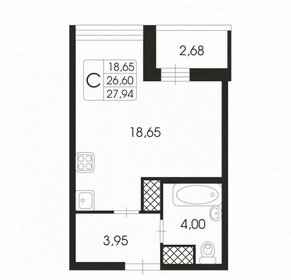 Квартира 28 м², студия - изображение 1