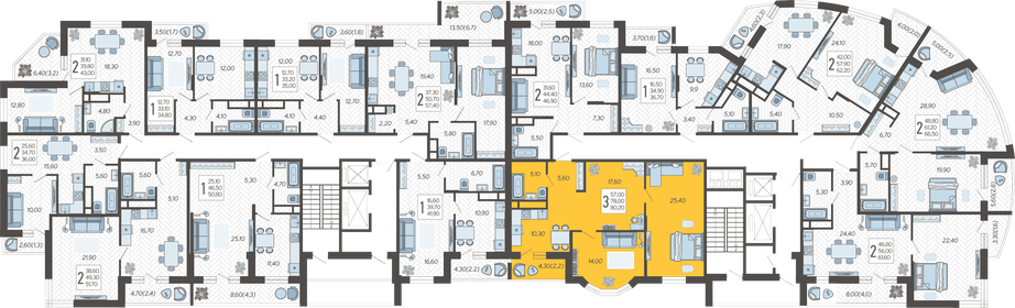 89,7 м², 3-комнатная квартира 7 400 250 ₽ - изображение 42