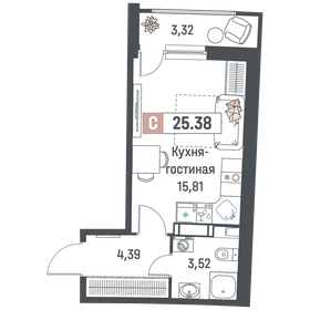 25,4 м², квартира-студия 4 078 305 ₽ - изображение 3