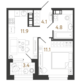 Квартира 31,9 м², 1-комнатная - изображение 1