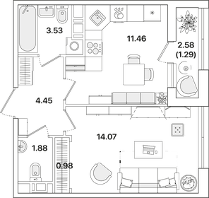 44,5 м², 2-комнатная квартира 5 375 000 ₽ - изображение 80