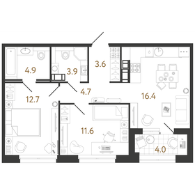 Квартира 57,8 м², 2-комнатная - изображение 1