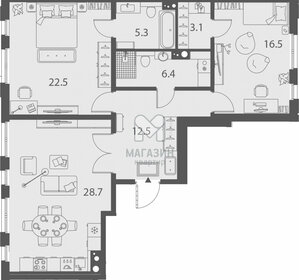 Квартира 95 м², 2-комнатная - изображение 1