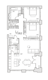 226 м², 3-комнатные апартаменты 59 500 000 ₽ - изображение 20