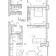 Квартира 119,1 м², 3-комнатные - изображение 2