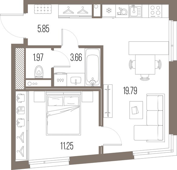 42,5 м², 1-комнатная квартира 12 274 800 ₽ - изображение 17