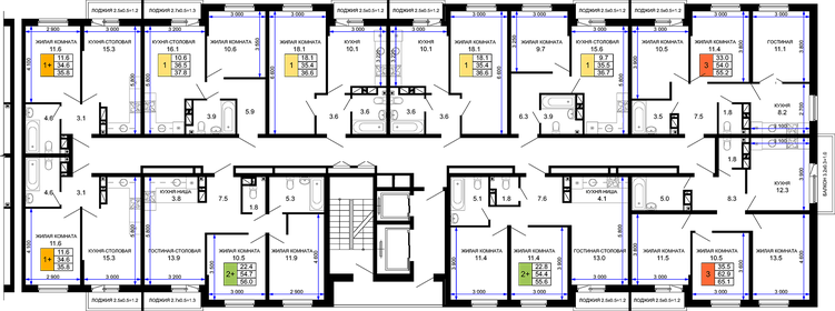 Квартира 55,2 м², 3-комнатная - изображение 2