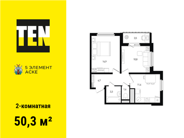 48 м², 2-комнатная квартира 5 500 000 ₽ - изображение 60