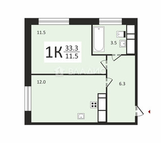 Квартира 33,3 м², 1-комнатная - изображение 1