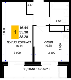 22,4 м², квартира-студия 4 842 880 ₽ - изображение 16